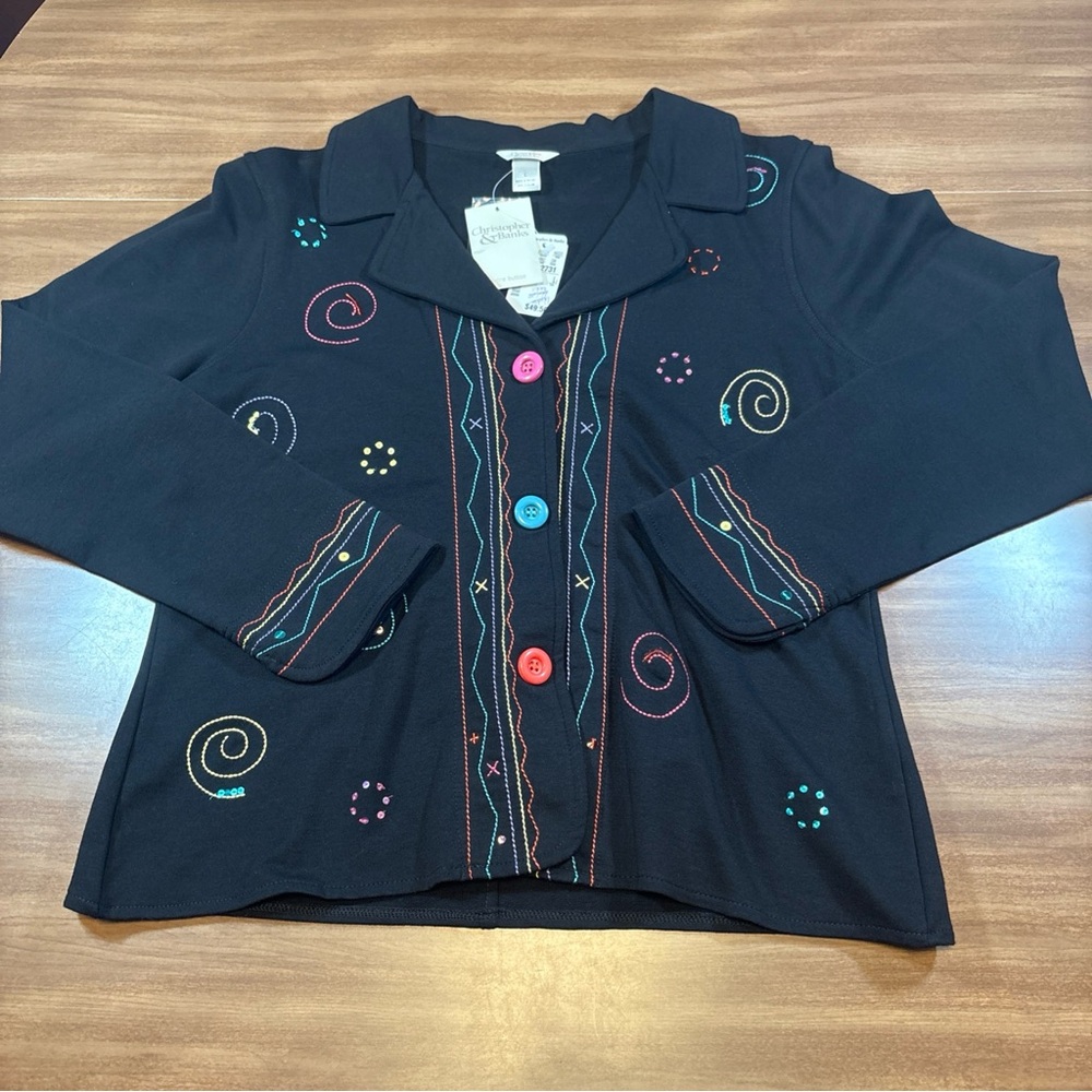 2006 Christopher & Banks Colorful Women's Button Down Shirt Size Large NWT Y2K